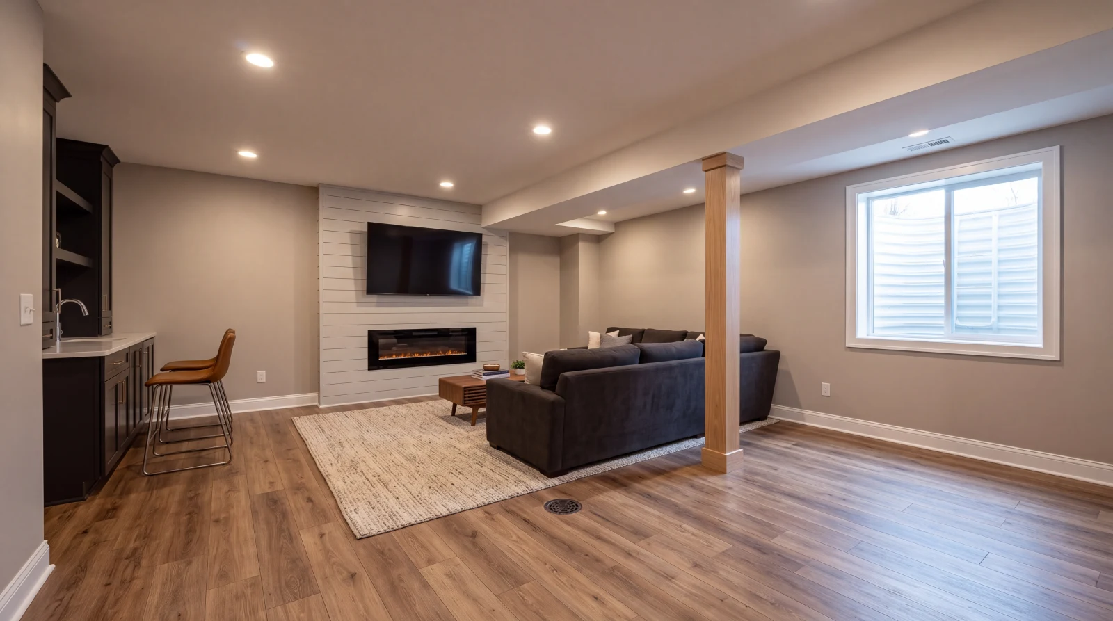 Basement finishing in Mount Airy, MD after the work by AmeriPro Remodeling