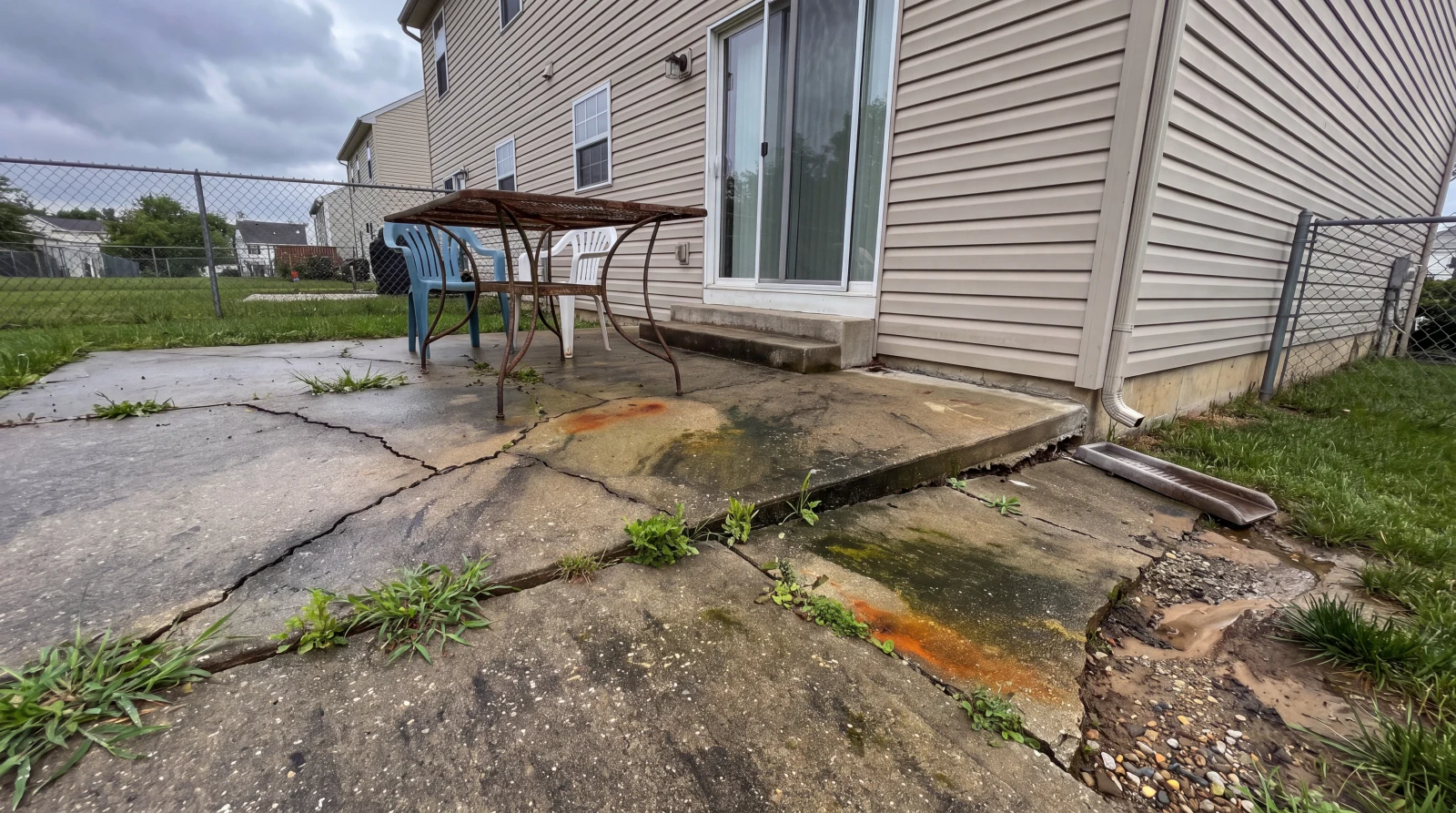 Paver patio in Finksburg, MD before the work