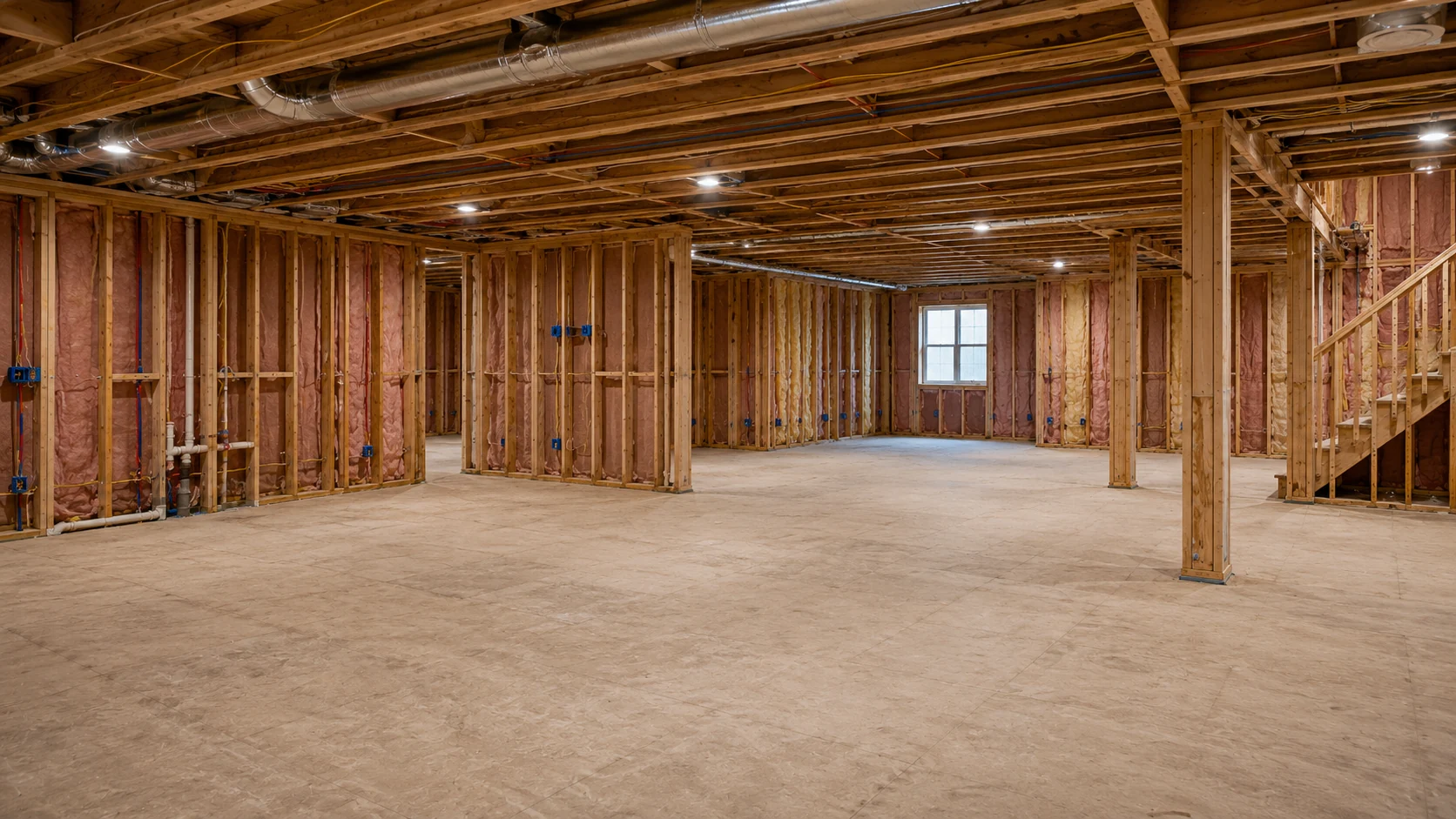 Basement framing and rough-in